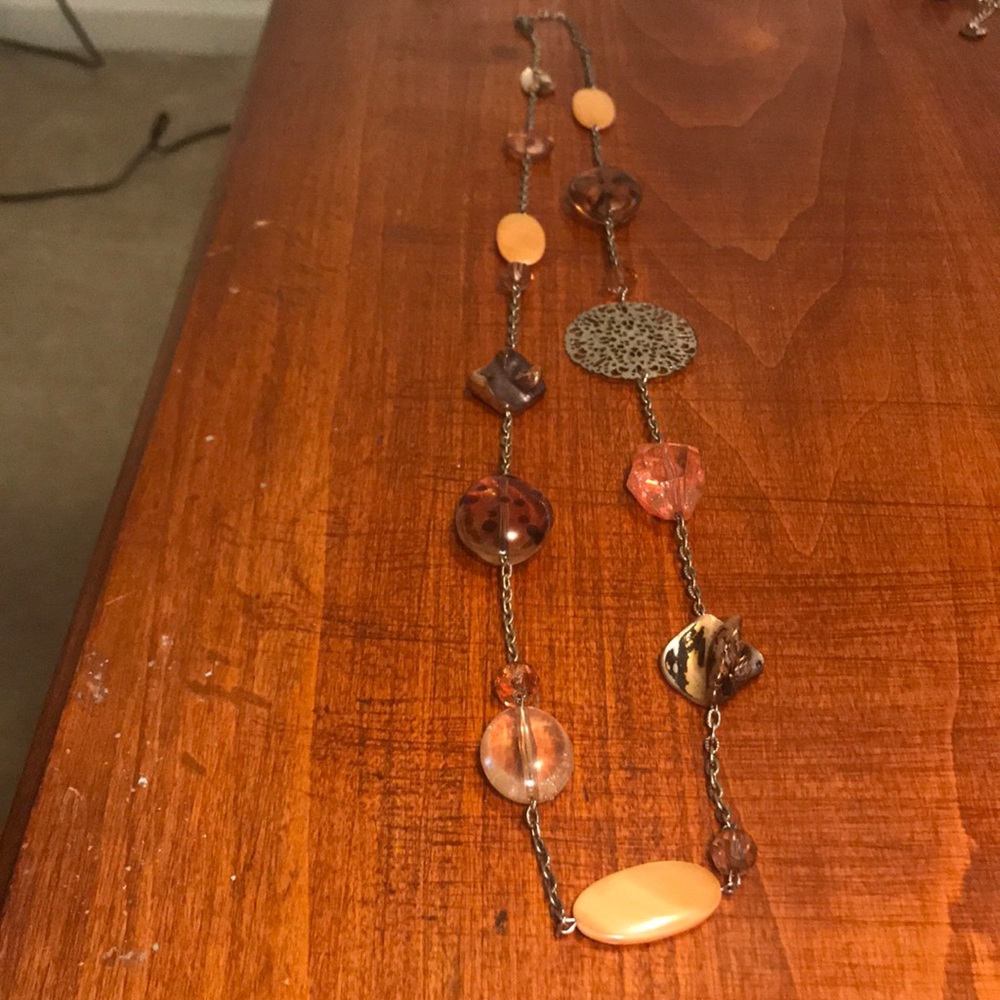 Brown/Pink/Gold Long Necklace